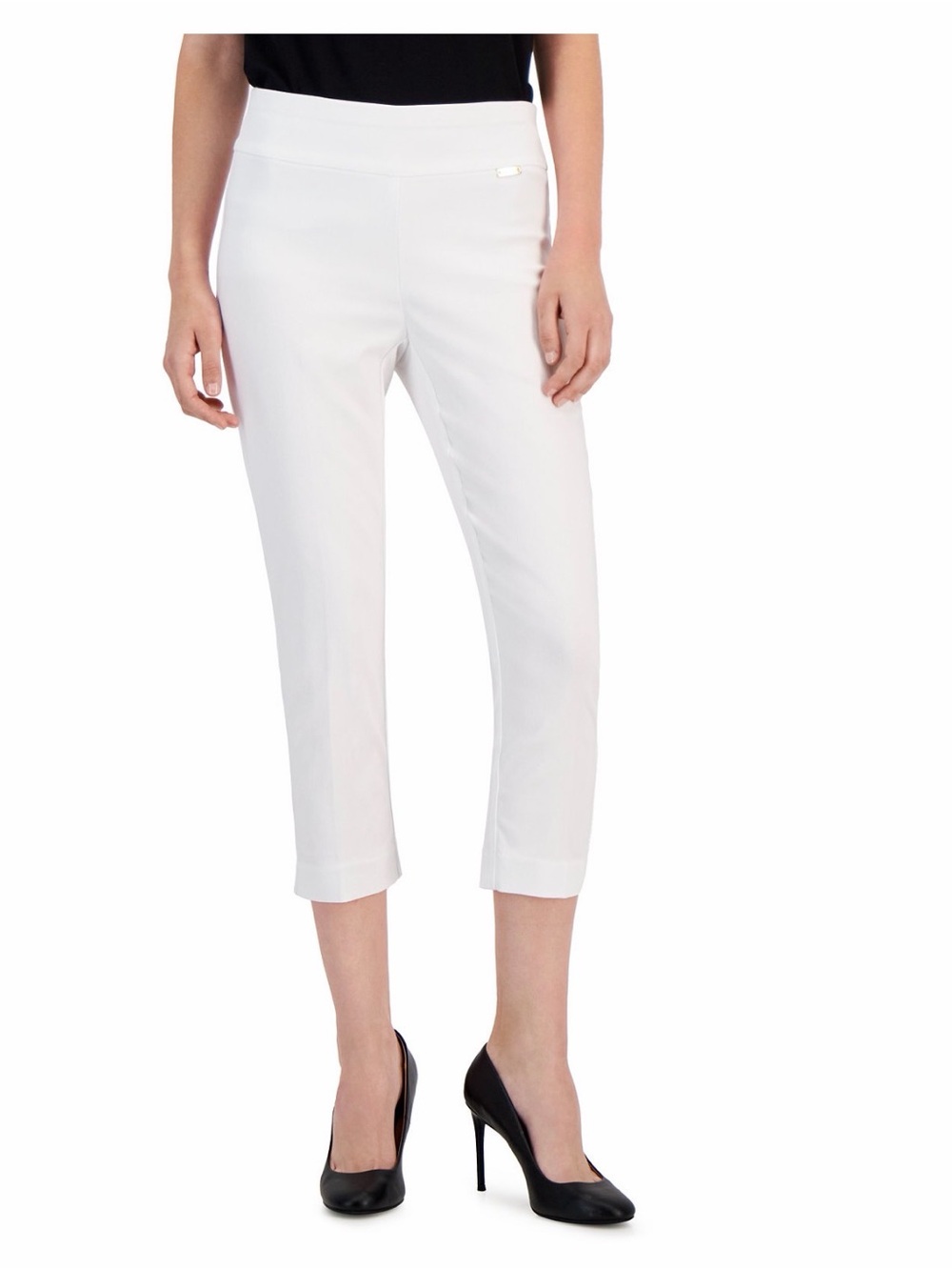 I.N.C. Women's White Capri Stretch Ponte Pants